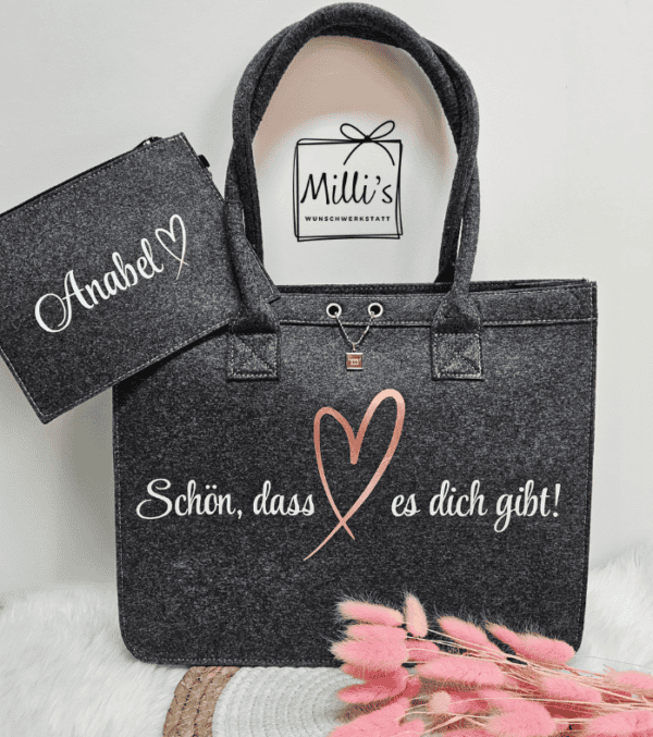 Filztasche mit Wunschtext