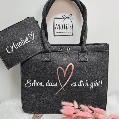 Filztasche mit Wunschtext Filztasche mit Wunschtext